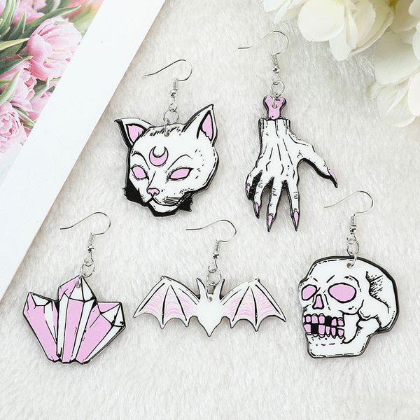 dangle chandelier 1 pair halloween drop earrings punk witches crafts skull hand cat bat crystal jewlery flatback acrylic holiday gifts 22092, Silver
dangle chandelier 1 pair halloween drop earrings punk witches crafts skull hand cat bat crystal jewlery flatback acrylic holiday gifts 22092, Silver