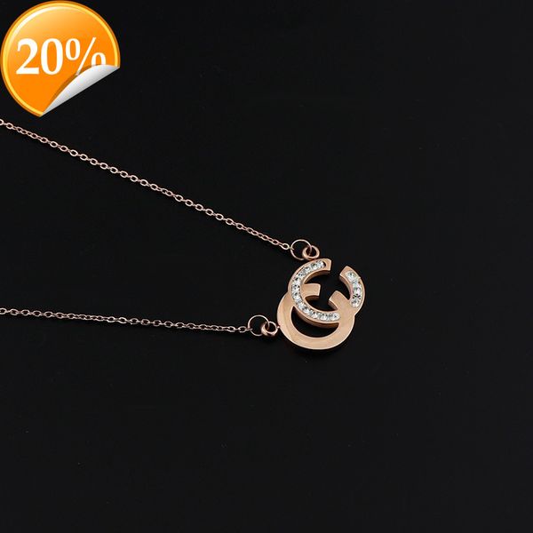 high-end fashion design women's necklace new korean 18k rose gold diamond inlaid double letter c clavicle chain exquisite versatile swe, Silver
high-end fashion design women's necklace new korean 18k rose gold diamond inlaid double letter c clavicle chain exquisite versatile swe, Silver