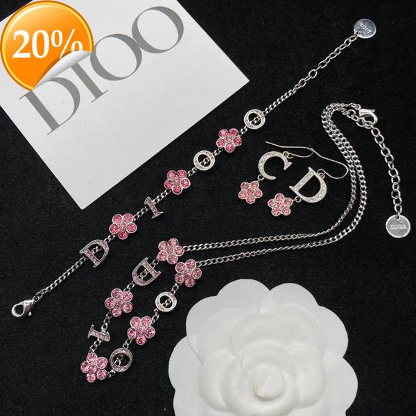 high-end fashion design women's necklace new style flower pink diamond letter women set sweet princess high grade collar chain, Silver
high-end fashion design women's necklace new style flower pink diamond letter women set sweet princess high grade collar chain, Silver