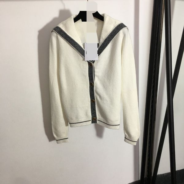 98 2022 milan runway autumn women sweater brand same style black white long sleeve lapel new womens meiyi, White;black
98 2022 milan runway autumn women sweater brand same style black white long sleeve lapel new womens meiyi, White;black