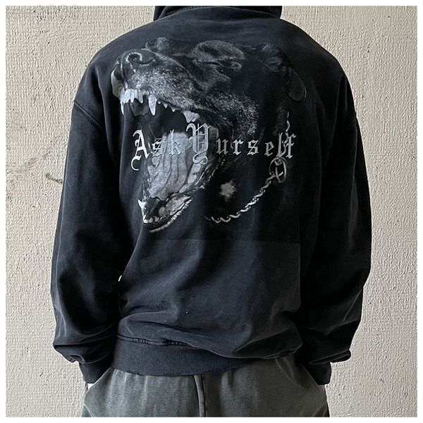 askyurself loose sweater hoodie og dog head print fleece hoodie high street damaged washed old pullover hoodie male, Black
askyurself loose sweater hoodie og dog head print fleece hoodie high street damaged washed old pullover hoodie male, Black