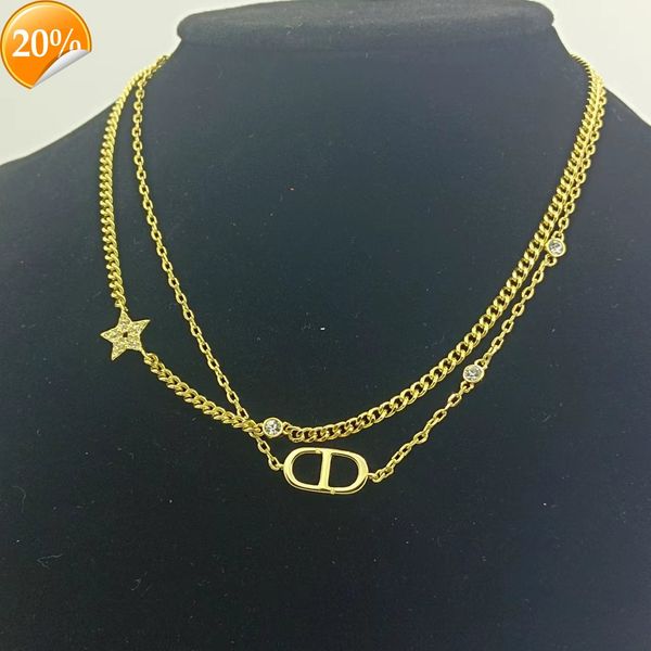 high-end fashion design women's necklace d family di family's new high-grade light luxury double-layer cd letter clavicle chain st, Silver
high-end fashion design women's necklace d family di family's new high-grade light luxury double-layer cd letter clavicle chain st, Silver