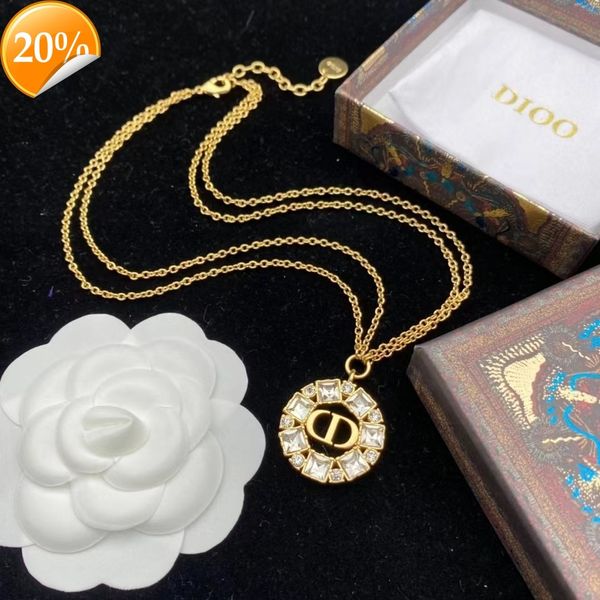 high-end fashion design women's necklace cd letter double layer style diamond pendant versatile bracelet high version, Silver
high-end fashion design women's necklace cd letter double layer style diamond pendant versatile bracelet high version, Silver