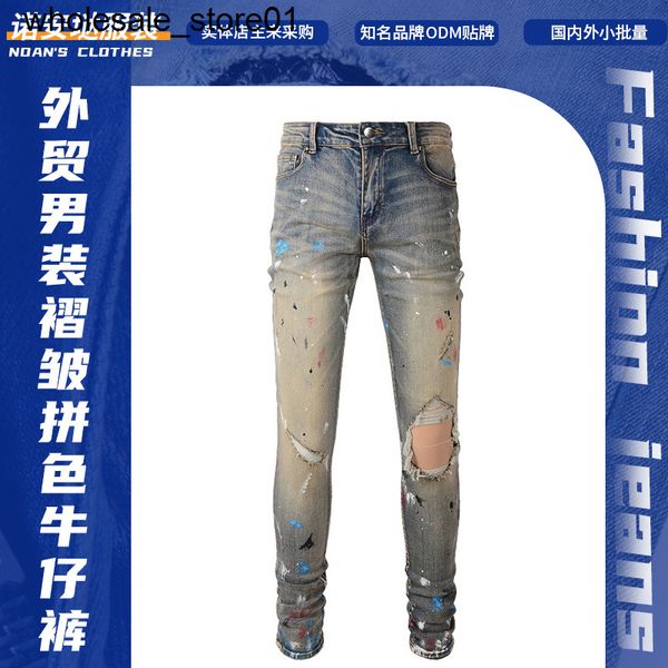men's jeans amirs men's wear ink splashing graffiti jeans youth slim cut holes leggings, Blue
men's jeans amirs men's wear ink splashing graffiti jeans youth slim cut holes leggings, Blue