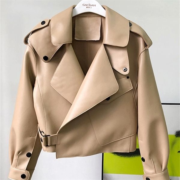 women's leather faux ftlzz spring autumn fashion soft jacket women loose pu short coat one button locomotive chic outwear 220919, Black
women's leather faux ftlzz spring autumn fashion soft jacket women loose pu short coat one button locomotive chic outwear 220919, Black