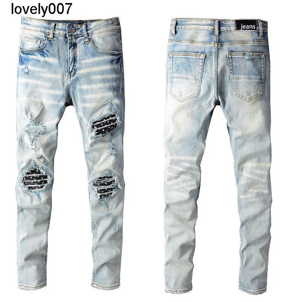 dsigner men's jeans fashion brand amirs jeans splicing style hole slim fit pants, Blue
dsigner men's jeans fashion brand amirs jeans splicing style hole slim fit pants, Blue