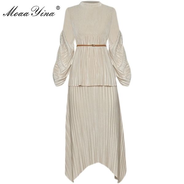 two piece dress moaayina fashion designer suit spring summer women lantern sleeve loose lace-up asymmetrical skirt pleated two-piece set 22, White
two piece dress moaayina fashion designer suit spring summer women lantern sleeve loose lace-up asymmetrical skirt pleated two-piece set 22, White
