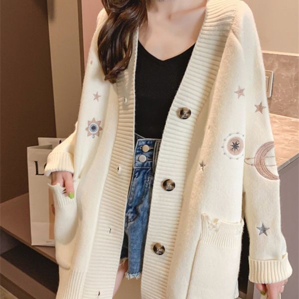 women s knits tees h sa women winter sweater knitting cardigans v neck stars moon embroidery long jacket pink christmas 220919, White
women s knits tees h sa women winter sweater knitting cardigans v neck stars moon embroidery long jacket pink christmas 220919, White