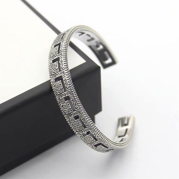 retro style lady women silver plated hollow out g letter engraved pattern open bracelets bangle302d, Black
retro style lady women silver plated hollow out g letter engraved pattern open bracelets bangle302d, Black