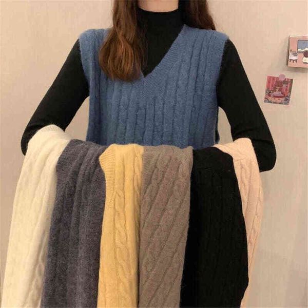 women's sweaters vest women solid loose korean dent sleeveless knitted vhals autumn sweater vest female jackets simple outfit sweater, White;black
women's sweaters vest women solid loose korean dent sleeveless knitted vhals autumn sweater vest female jackets simple outfit sweater, White;black