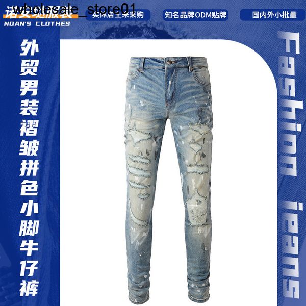 men's jeans amirs men's pleated jeans youth slim broken beggar's leggings men's, Blue
men's jeans amirs men's pleated jeans youth slim broken beggar's leggings men's, Blue