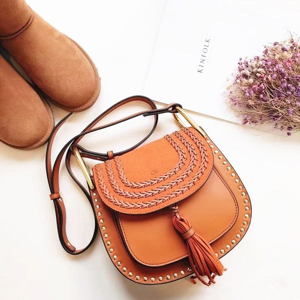 Image of Luxury vintage husdon retro Saddles Tassel bag tote woody travel Designer mens women&#039;s pochette Cowboy Leather handbags brand crossbody