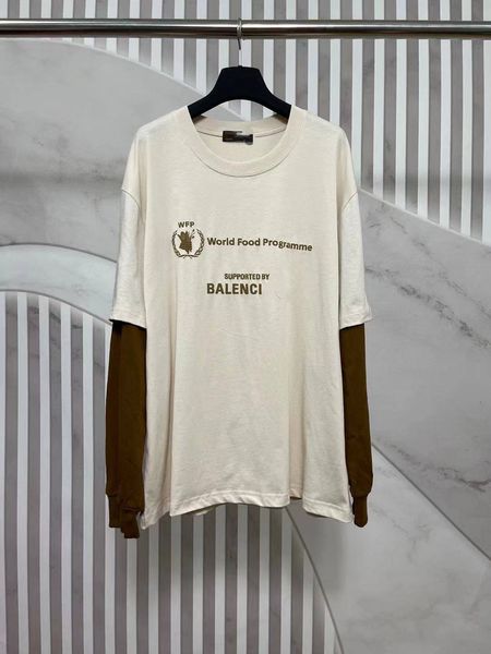 fashion brand balancias t shirt for men and women wfp long sleeve round neck loose splicing shirt beige and coffee, White;black
fashion brand balancias t shirt for men and women wfp long sleeve round neck loose splicing shirt beige and coffee, White;black