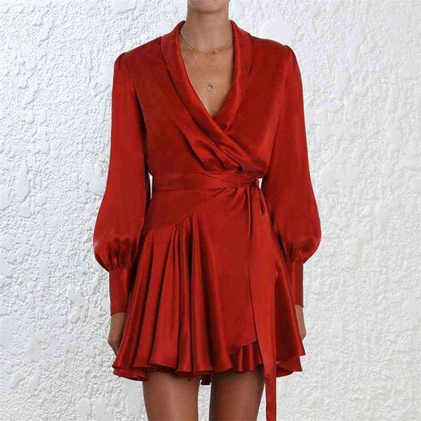 casual dresses elegant silk satin dress women v neck lantern sleeve ruffle sash mini wrap dress ladies a line long sleeve dress vestido t220, Black;gray
casual dresses elegant silk satin dress women v neck lantern sleeve ruffle sash mini wrap dress ladies a line long sleeve dress vestido t220, Black;gray