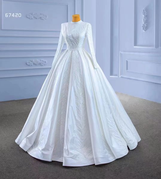 muslim wedding dress luxury beading dubai arabic crystal long sleeve satin high neck bridal gowns custom made sm67420, White
muslim wedding dress luxury beading dubai arabic crystal long sleeve satin high neck bridal gowns custom made sm67420, White