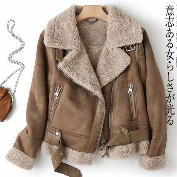 women's leather faux ailegogo women winter shearling sheepskin fake jackets lady thick warm suede lambs short motorcycle brown coats 22, Black
women's leather faux ailegogo women winter shearling sheepskin fake jackets lady thick warm suede lambs short motorcycle brown coats 22, Black
