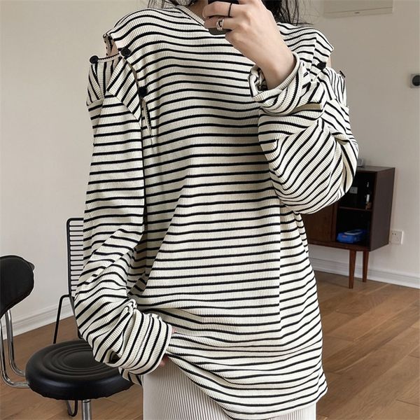 women's sweaters spring and autumn women's casual striped sweatshirt round neck longsleeved offtheshoulder loose sweater 220920, White;black
women's sweaters spring and autumn women's casual striped sweatshirt round neck longsleeved offtheshoulder loose sweater 220920, White;black
