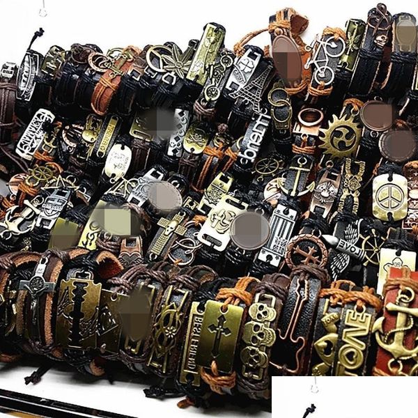 charm bracelets band new vintage leather mens womens surfer bracelet cuff wristband 50pcs lots mixed style retro jewelry charm drop d dhkiw, Golden;silver
charm bracelets band new vintage leather mens womens surfer bracelet cuff wristband 50pcs lots mixed style retro jewelry charm drop d dhkiw, Golden;silver