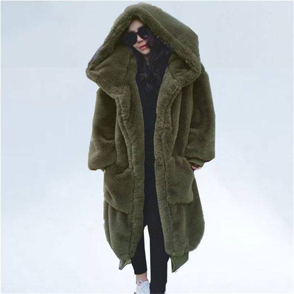 women's fur faux oversized winter coat women parka long warm jacket s hoodies loose outwear casaco feminino 220919, Black
women's fur faux oversized winter coat women parka long warm jacket s hoodies loose outwear casaco feminino 220919, Black