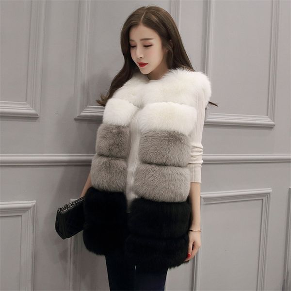 womens fur faux ladies vest autumn winter mixed contrast color women jacket fur faux 220920, Black
womens fur faux ladies vest autumn winter mixed contrast color women jacket fur faux 220920, Black