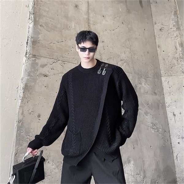 mens sweaters autumn korean style shoulder metal buckle sweater men casual loose oneck thicken knitting for 220919, White;black
mens sweaters autumn korean style shoulder metal buckle sweater men casual loose oneck thicken knitting for 220919, White;black
