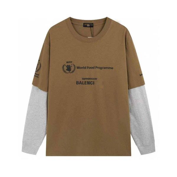 fashion brand balancias t shirt for men and women wfp long sleeve round neck loose splicing t shirt coffee and gray, White;black
fashion brand balancias t shirt for men and women wfp long sleeve round neck loose splicing t shirt coffee and gray, White;black