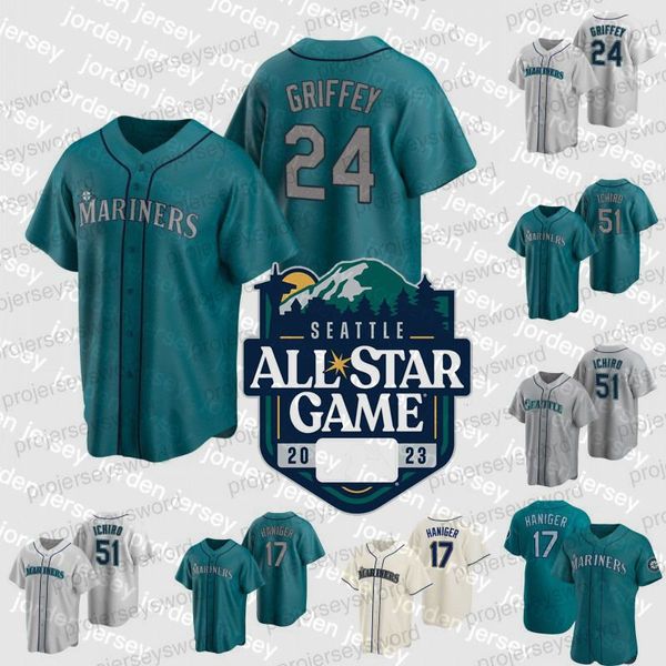 Image of Custom NEW College Baseball Wears Seattle All-Star Game Ken Griffey Jr. Jersey Mariners Julio Rodriguez Mitch Haniger Kyle Seager Adam Frazier
