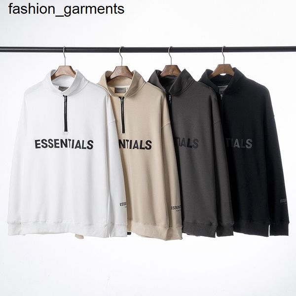 men's hoodies sweatshirts double thread fear essential half zipper letter stand collar high street pullover men and women, Black
men's hoodies sweatshirts double thread fear essential half zipper letter stand collar high street pullover men and women, Black