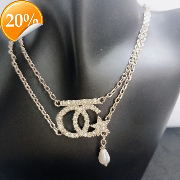 high-end fashion design women's necklace new double-c double-layer chain relief xiangjia exquisite temperament letter pendant strength, Silver
high-end fashion design women's necklace new double-c double-layer chain relief xiangjia exquisite temperament letter pendant strength, Silver
