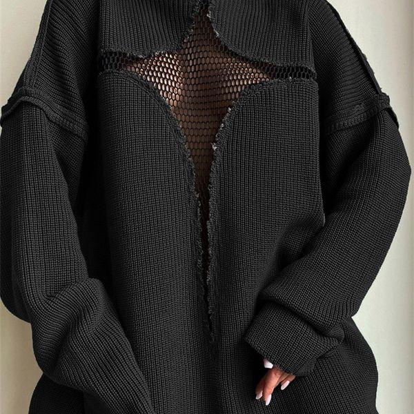 women's sweaters tiulzial y2k knitted pullover jumper autumn winter oversized sweater hollow out patchwork mesh loose turtleneck outfit, White;black
women's sweaters tiulzial y2k knitted pullover jumper autumn winter oversized sweater hollow out patchwork mesh loose turtleneck outfit, White;black