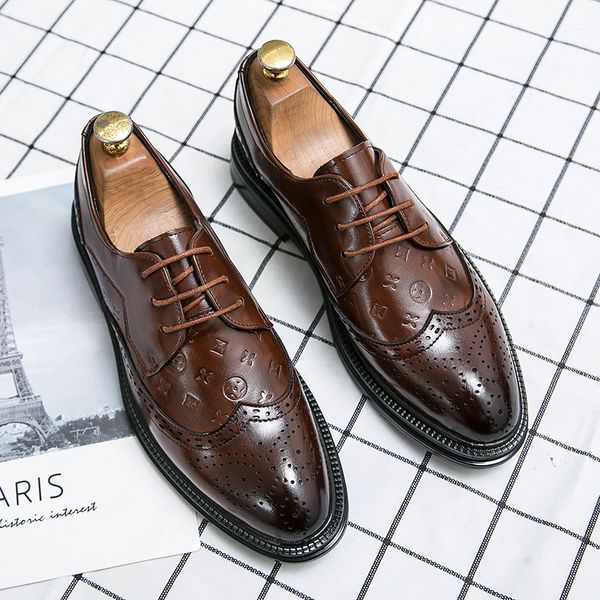 print designer casual fashion brogue shoes men pu solid color british hollow carved pointed toe lace classic comfortable daily wear big size, Black
print designer casual fashion brogue shoes men pu solid color british hollow carved pointed toe lace classic comfortable daily wear big size, Black