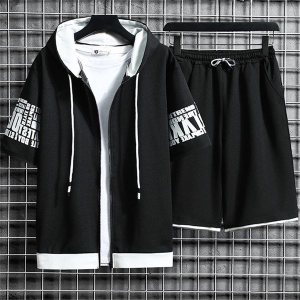 men's tracksuits fashion sets hooded summer casual sportswear men short sleeve zipper shorts 2 piece hip hop streetwear male tracksuit, Gray
men's tracksuits fashion sets hooded summer casual sportswear men short sleeve zipper shorts 2 piece hip hop streetwear male tracksuit, Gray