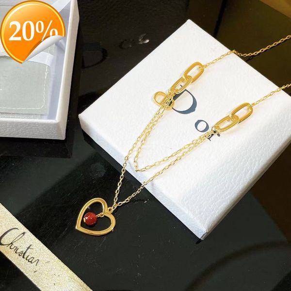 high-end fashion design women's necklace d home matching jewelry red diamond heart pendant two-layer new high version versatile, Silver
high-end fashion design women's necklace d home matching jewelry red diamond heart pendant two-layer new high version versatile, Silver