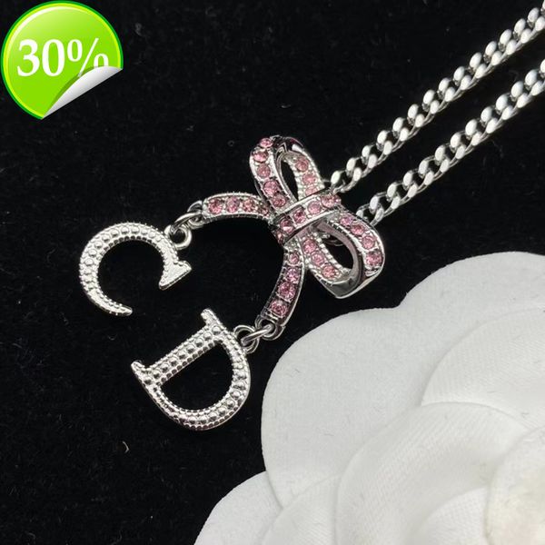 designer women's fashion necklaces d family high version full diamond cd letter bow light luxury pendant, Silver
designer women's fashion necklaces d family high version full diamond cd letter bow light luxury pendant, Silver