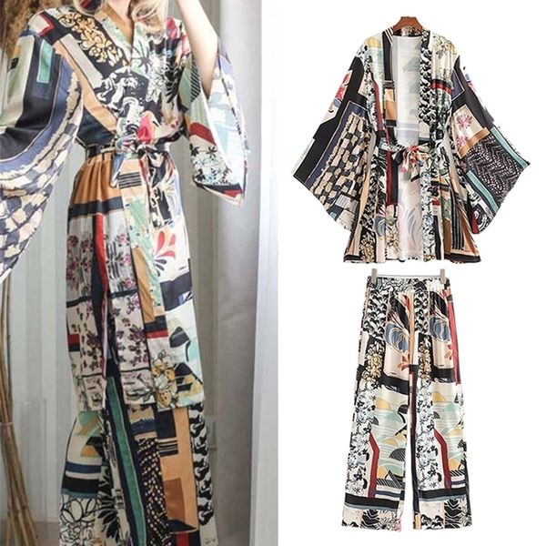 women's two piece pants 2pcs women shirts trousers suit kimono style summer full printed x-long drawstring blouse set female casual clo, White
women's two piece pants 2pcs women shirts trousers suit kimono style summer full printed x-long drawstring blouse set female casual clo, White