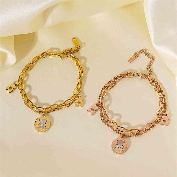 little bear female titanium steel 2021 new mother shell inlaid double-layer bracelet accsori281y, Golden;silver
little bear female titanium steel 2021 new mother shell inlaid double-layer bracelet accsori281y, Golden;silver