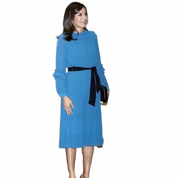 casual dresses queen letizia high-quality spring and summer chiffon long-sleeved pleated belt waist slimming blue women's dress elegant, Black;gray
casual dresses queen letizia high-quality spring and summer chiffon long-sleeved pleated belt waist slimming blue women's dress elegant, Black;gray