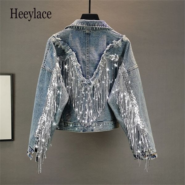 women's jackets jean woman fringed sequined denim spring retro bf loose short jeans chaqueta chaquetas 220919, Black;brown
women's jackets jean woman fringed sequined denim spring retro bf loose short jeans chaqueta chaquetas 220919, Black;brown