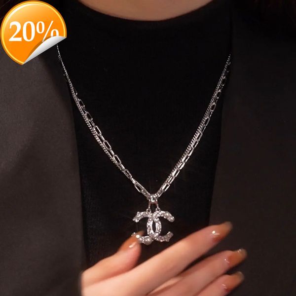 high-end fashion design women's necklace tiktok live broadcast light luxury style diamond inlaid double-c letter double-layer feminine, Silver
high-end fashion design women's necklace tiktok live broadcast light luxury style diamond inlaid double-c letter double-layer feminine, Silver