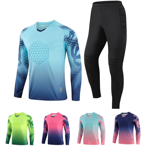gym clothing men's football training goalkeeper uniform suit soccer jersey set long sleeve and protective sponge shirt pants 220919, White;black
gym clothing men's football training goalkeeper uniform suit soccer jersey set long sleeve and protective sponge shirt pants 220919, White;black