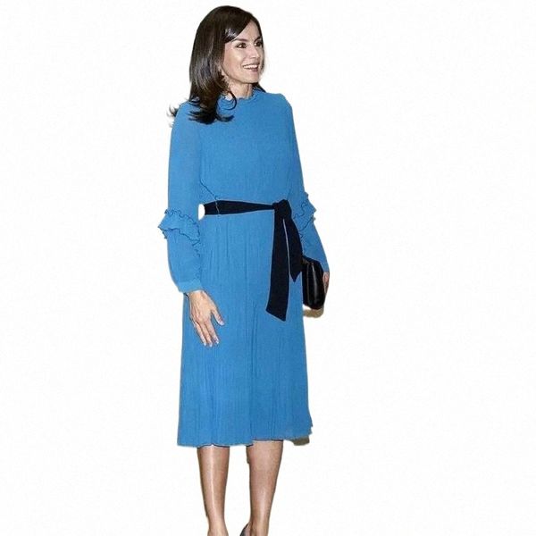 casual dresses queen letizia high-quality spring and summer chiffon long-sleeved pleated belt waist slimming blue women's dress elegant, Black;gray
casual dresses queen letizia high-quality spring and summer chiffon long-sleeved pleated belt waist slimming blue women's dress elegant, Black;gray