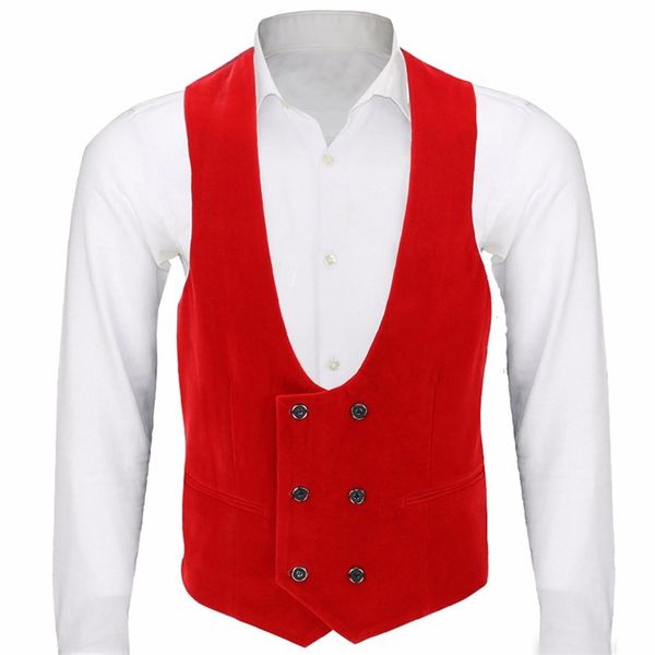 men's vests red velvet men vest with double breasted man suit wasitcoat v neck slim fit fashion custom waist coat for wedding 220920, Black;white
men's vests red velvet men vest with double breasted man suit wasitcoat v neck slim fit fashion custom waist coat for wedding 220920, Black;white