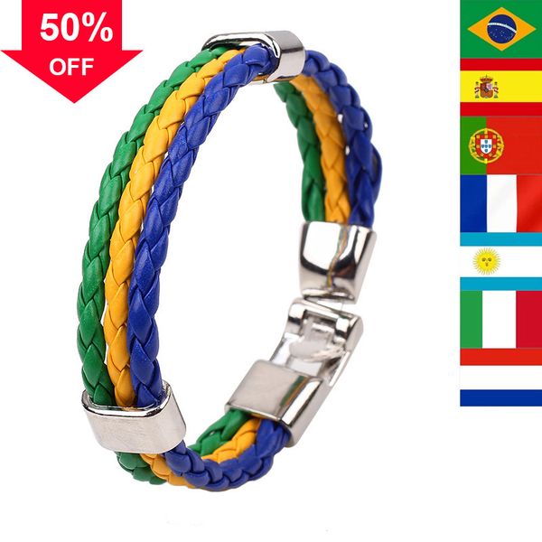 designer bracelets latest world cup brazil bracelet multinational commemorative bracelet woven leather jewelry, Black
designer bracelets latest world cup brazil bracelet multinational commemorative bracelet woven leather jewelry, Black