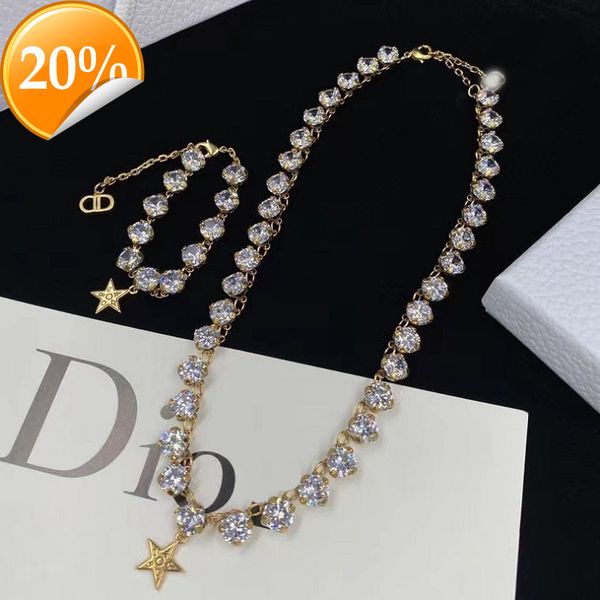 high-end fashion design women's necklace d family letter pentagram diamond inlaid brass bracelet 2022 minority neck chain, Silver
high-end fashion design women's necklace d family letter pentagram diamond inlaid brass bracelet 2022 minority neck chain, Silver