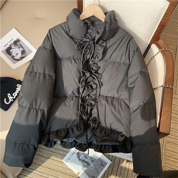 womens down parkas autumn winter women solid color pleated ruffle decoration cotton padded coat loose long sleeve irregular clipping lady ja, Black
womens down parkas autumn winter women solid color pleated ruffle decoration cotton padded coat loose long sleeve irregular clipping lady ja, Black