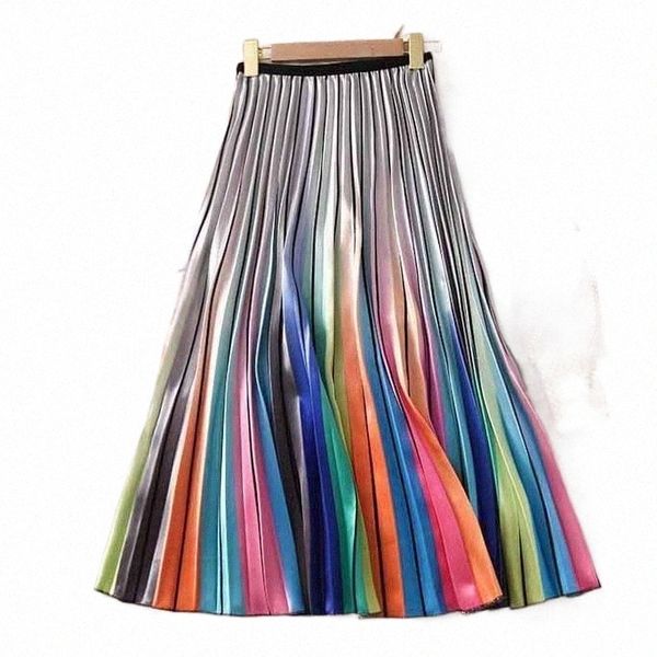 skirts metallic silver multicolor rainbow stripe pleated skirt elastic waist printed women a-line r7gw#, Black
skirts metallic silver multicolor rainbow stripe pleated skirt elastic waist printed women a-line r7gw#, Black