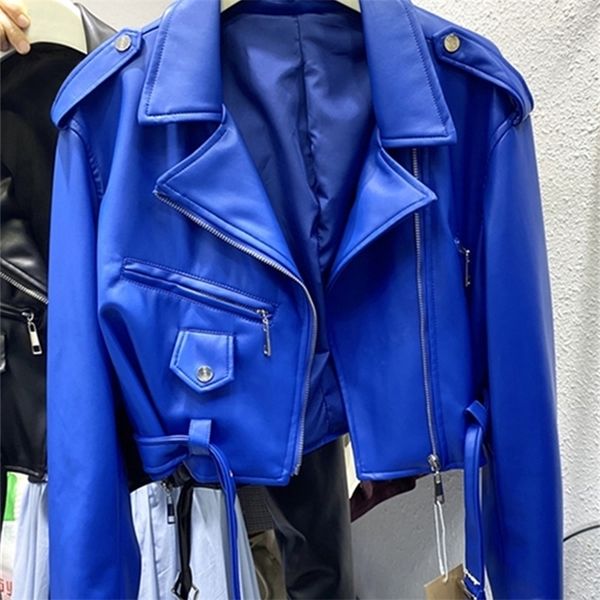 women's leather faux lautaro spring autumn short blue soft pu biker jacket women zipper long sleeve belt cool luxury designer clothes 2, Black
women's leather faux lautaro spring autumn short blue soft pu biker jacket women zipper long sleeve belt cool luxury designer clothes 2, Black