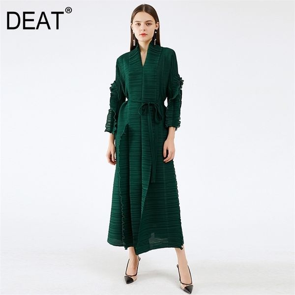 women's trench coats deat autumn fashion pleated coat solid full sleeve v-neck loose elegant long length sashes slim ruffles tx803 2209, Tan;black
women's trench coats deat autumn fashion pleated coat solid full sleeve v-neck loose elegant long length sashes slim ruffles tx803 2209, Tan;black