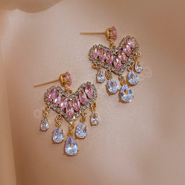 luxury pink crystal heart dangle earring for women korean fashion shiny cz drop earrings wedding party sweet jewelry, Silver
luxury pink crystal heart dangle earring for women korean fashion shiny cz drop earrings wedding party sweet jewelry, Silver
