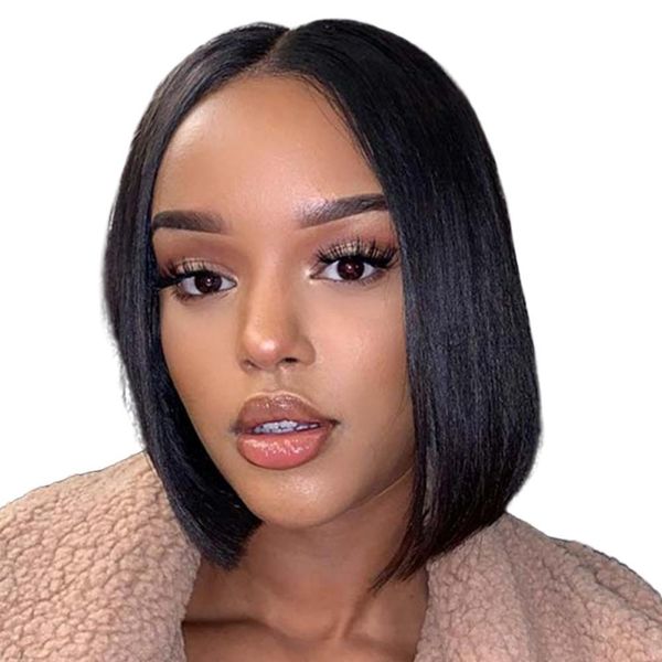 short straight 13x4x1 lace front human hair wig bob pre plucked brazilian t part wig, Black;brown
short straight 13x4x1 lace front human hair wig bob pre plucked brazilian t part wig, Black;brown